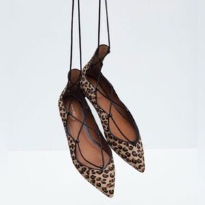 Zara leopard print lace up flat